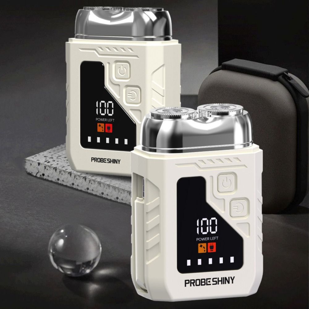 Men'S Grooming Mirror - 2in1 Mini Electric Shaver Digital Display